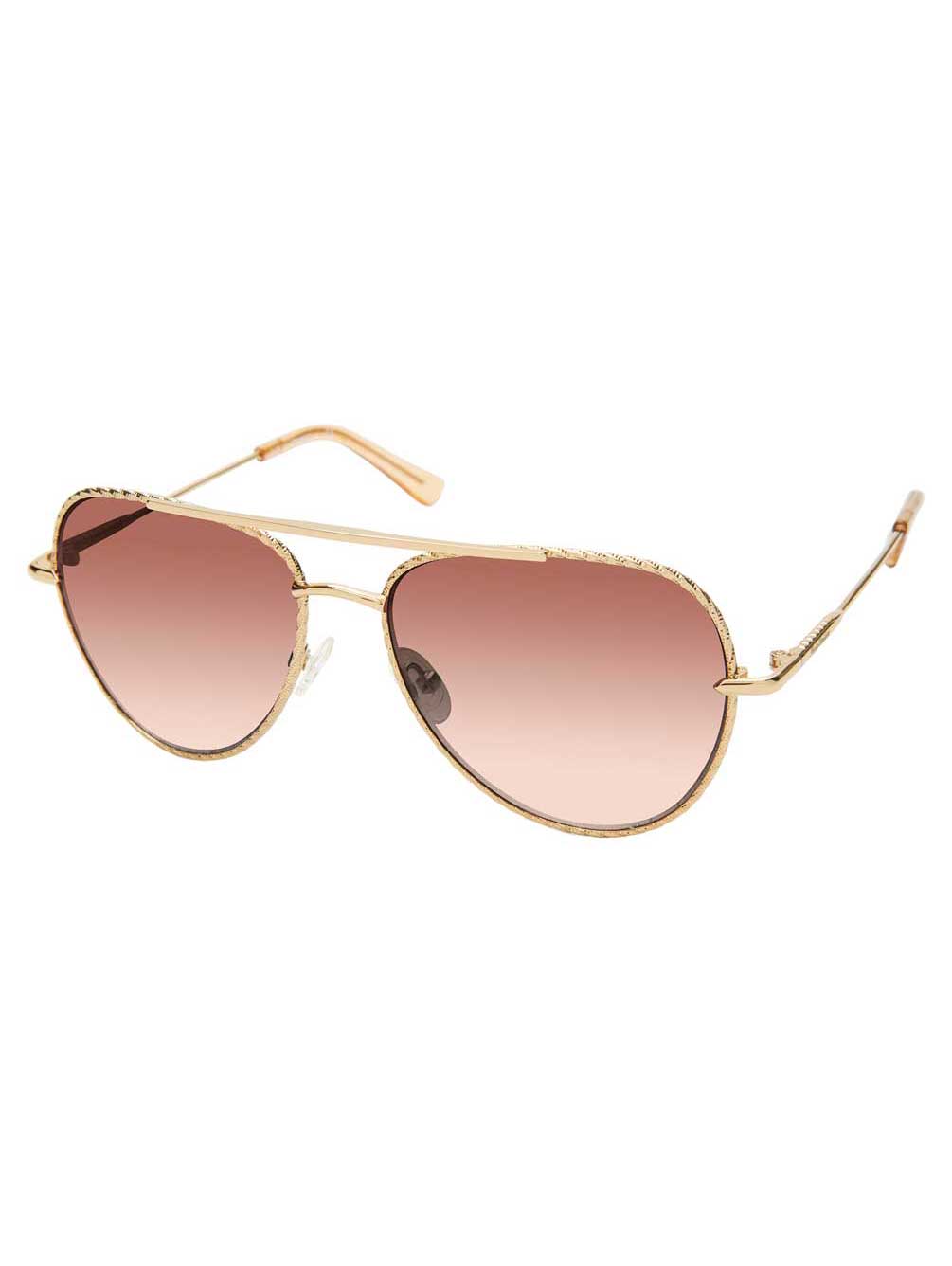 Women\'s Sunglasses with Gold Frame and Brown Lenses Gold Brown Metal Oval Frame Sunglasses | Nothingbutstyle main image 3