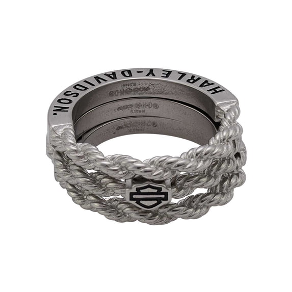 Hd Rope Ring Harley-Davidson Women's B&S Logo Rope Stacking Ring Set - Stainless ...