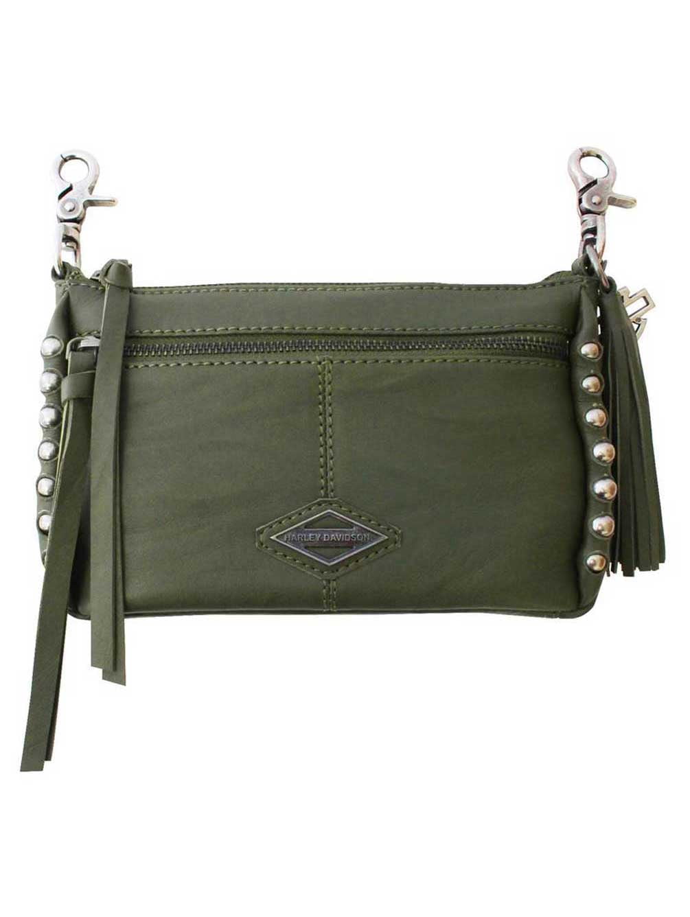Harley Davidson Women s Ball Chain Horizontal Hip Bag w Strap Olive Green Harley Davidson Walmart