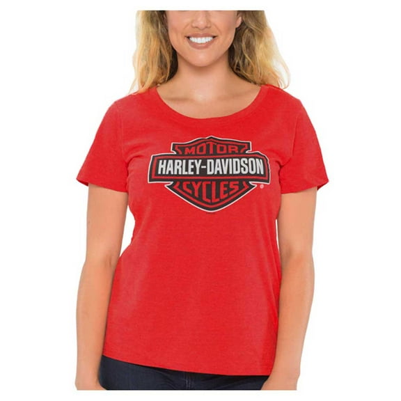 Harley-Davidson Women's Bar & Shield Logo Scoop Neck Short Sleeve Tee - Red (XL), Harley Davidson