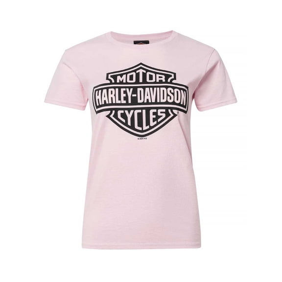 Harley-Davidson Women's Bar & Shield Logo Short Sleeve Crew-Neck Tee, Pink (M), Harley Davidson