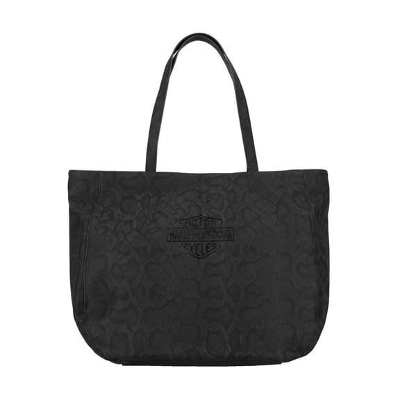 Harley-Davidson Women's Bar & Shield Logo Snake Printed Tote Purse, Black, Harley Davidson
