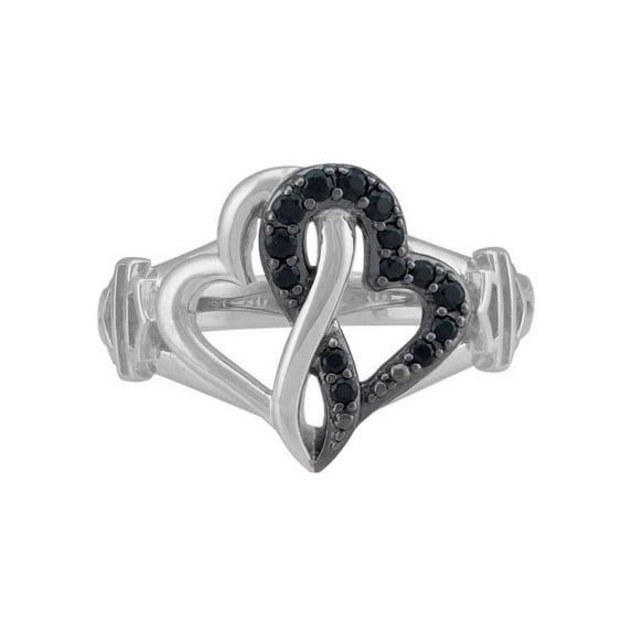 Harley-Davidson Women's Black & White Infinity Hearts Ring, Sterling Silver (7), Harley Davidson