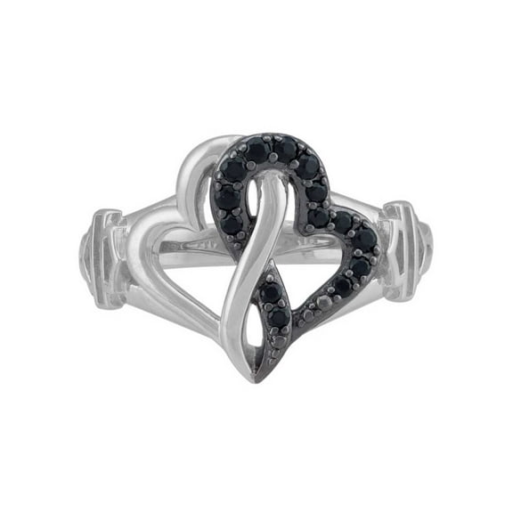Harley-Davidson Women's Black & White Infinity Hearts Ring, Sterling Silver (8), Harley Davidson
