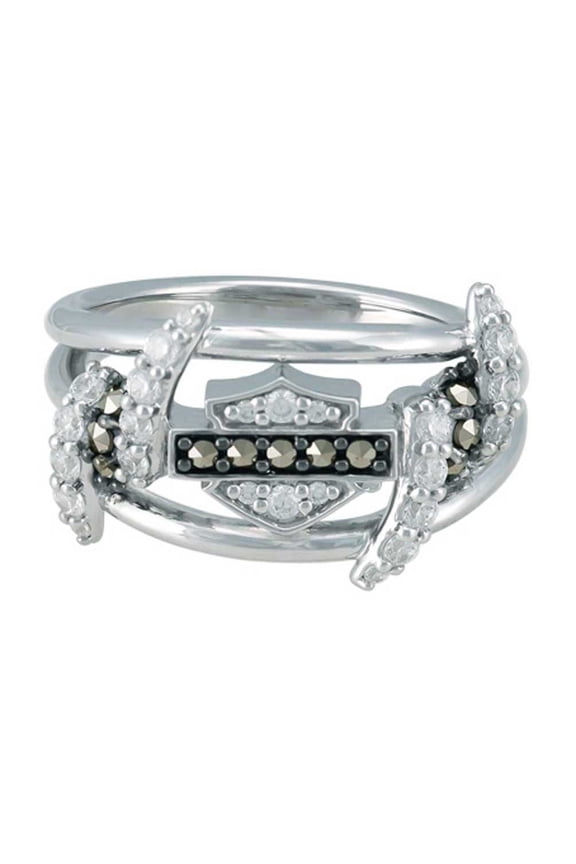 Women's Bling Barb Wire Ring, Shiny Sterling Silver HDR0525 (5), Harley Davidson