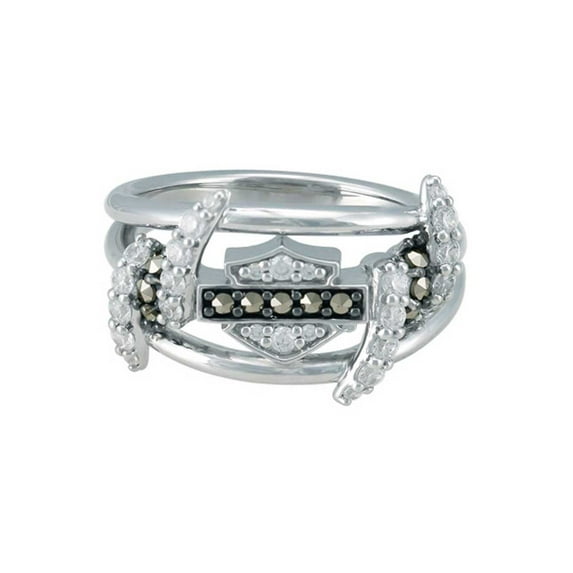 Harley-Davidson Women's Bling Barb Wire Ring, Shiny Sterling Silver HDR0525 (9), Harley Davidson