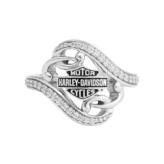 Harley-Davidson Women's Bling Filigree Bar & Shield Ring, Silver HDR0473 (10), Harley Davidson