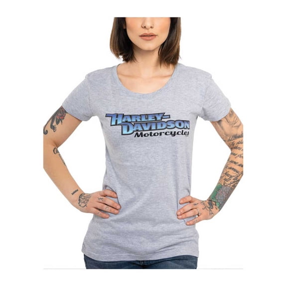 Harley-Davidson Women's Classic Gradient Round Neck Short Sleeve Tee - Gray (S), Harley Davidson