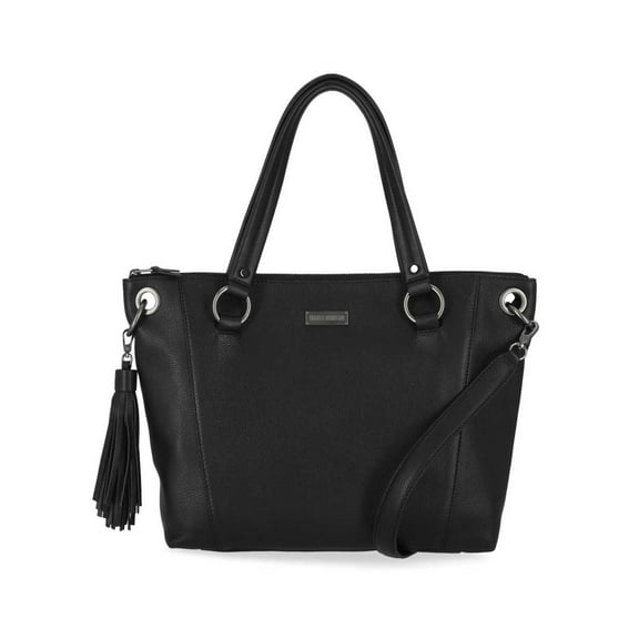 Harley-Davidson Women's Classic Leather Satchel Purse w/ Crossbody Strap, Black, Harley Davidson