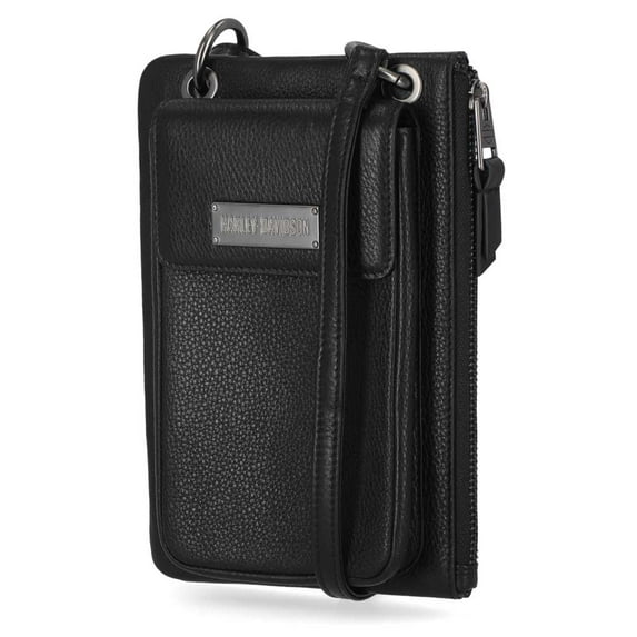Harley-Davidson Women's Classic Phone Case Leather Crossbody Purse - Black, Harley Davidson