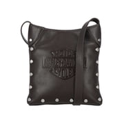 Harley-Davidson Womens Core Stud Genuine Leather Crossbody Purse, Dark Brown, Harley Davidson