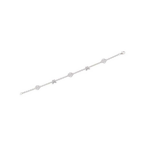Harley-Davidson Women's Criss Cross Crystal B&S Sterling Silver Bracelet (7.5), Harley Davidson