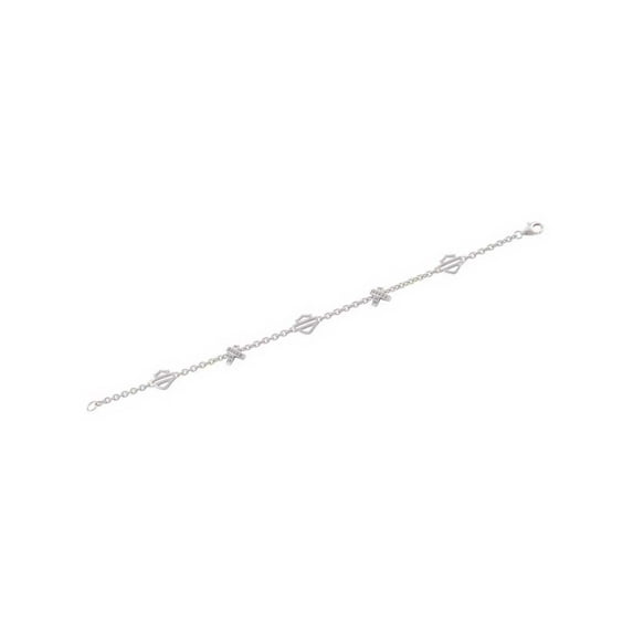 Harley-Davidson Women's Criss Cross Crystal B&S Sterling Silver Bracelet (7.5), Harley Davidson