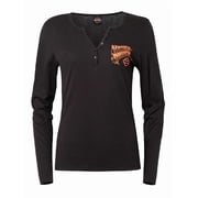 Harley-Davidson Women's Dilemma Long Sleeve Cotton-Blend Henley Tee, Black 2XL, Harley Davidson