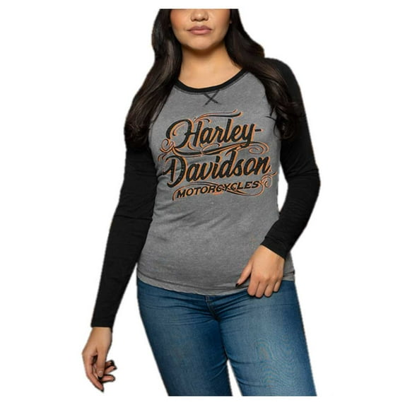 Harley-Davidson Women's Elements Embellished Long Sleeve Raglan Shirt (2XL), Harley Davidson