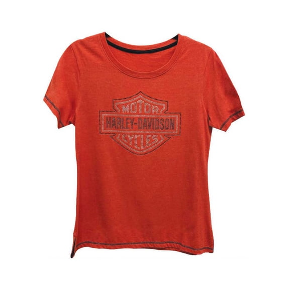 Harley-Davidson Women's Embellished B&S Anthem Short Sleeve Tee - Red (XL), Harley Davidson