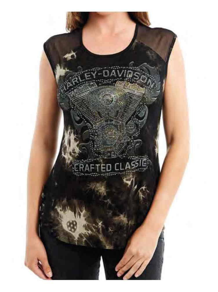 Harley-Davidson® Women's Bling Script Mesh Scoop Neck Sleeveless