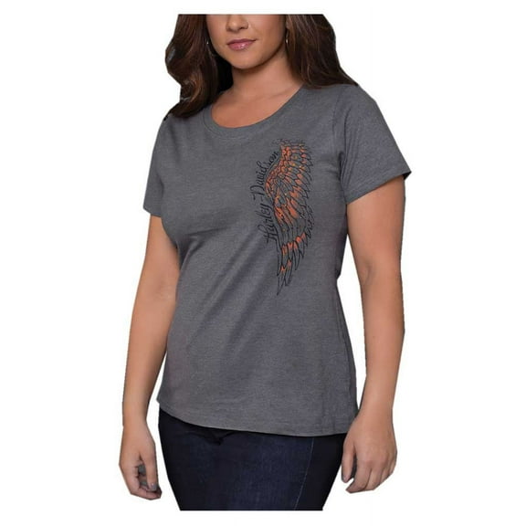Harley-Davidson Women's Embellished Iridescent Short Sleeve T-Shirt, Gray (S), Harley Davidson