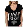 thumbnail image 1 of Harley-Davidson Women's Embellished Live To Ride Short Sleeve Tee, Black (M), Harley Davidson, 1 of 2