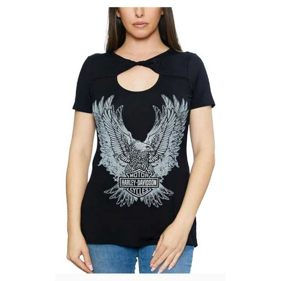 Harley-Davidson Women's Embellished Verts Eagle Crew-Neck Short Sleeve Tee (L), Harley Davidson