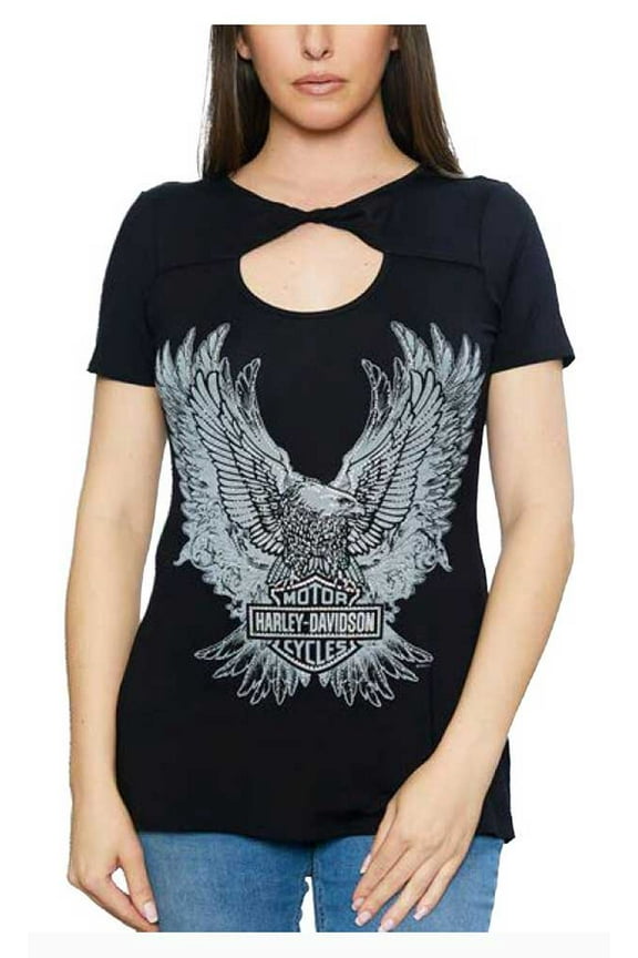Women's Embellished Verts Eagle Crew-Neck Short Sleeve Tee (M), Harley Davidson
