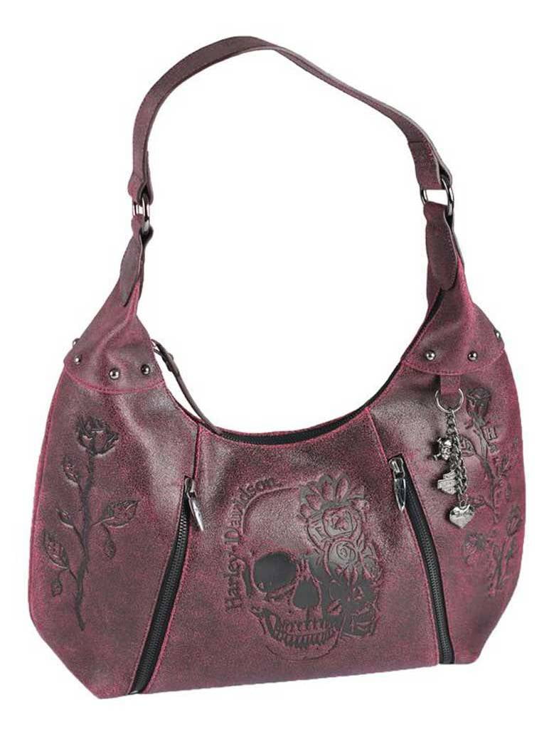 Harley Davidson Women s Embossed Soul Sister Leather HOBO Purse SS1357L PNKBLK Harley Davidson Walmart