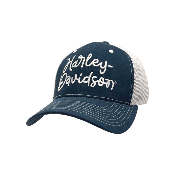 Harley-Davidson Women's Hat Embroidered Harley Script Baseball Cap, Navy Blue, Harley Davidson