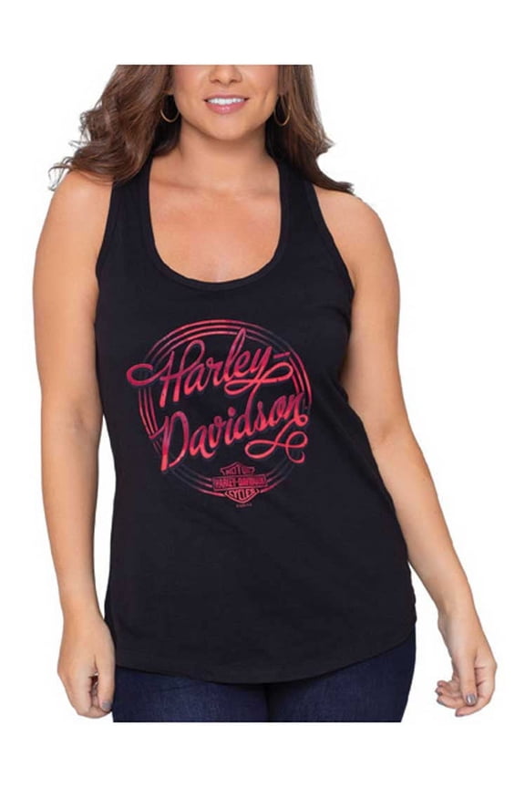 Women's Fever Dreams Sleeveless Racerback Tank Top - Black (L), Harley Davidson