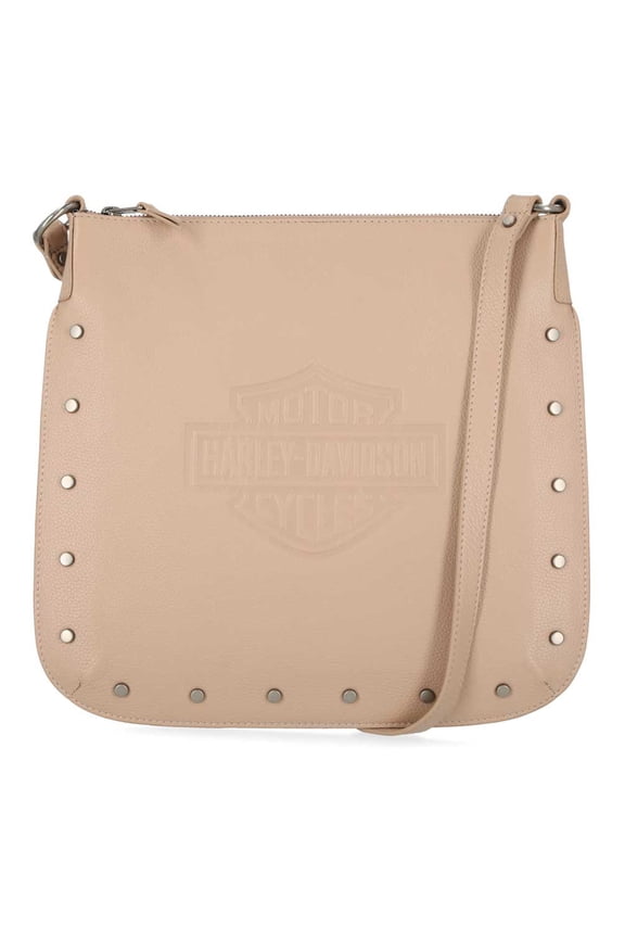 Women's Flat Studded Bar & Shield Crossbody Bag - Tan, Harley Davidson