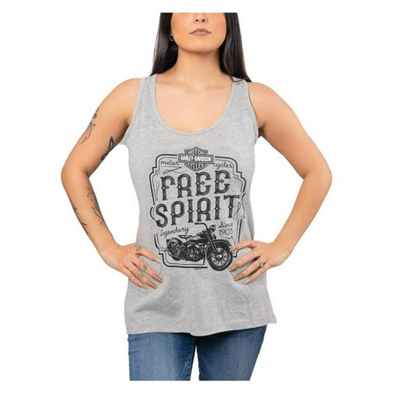 Harley-Davidson Women's Flathead Free Sleeveless Full Back Tank Top - Gray (2XL), Harley Davidson