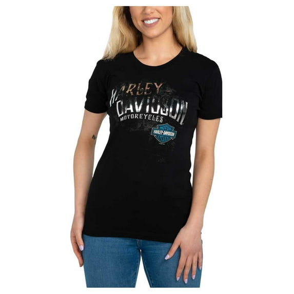 Harley-Davidson Women's Flutter Foiled Script Crew-Neck Short Sleeve Tee (XL), Harley Davidson