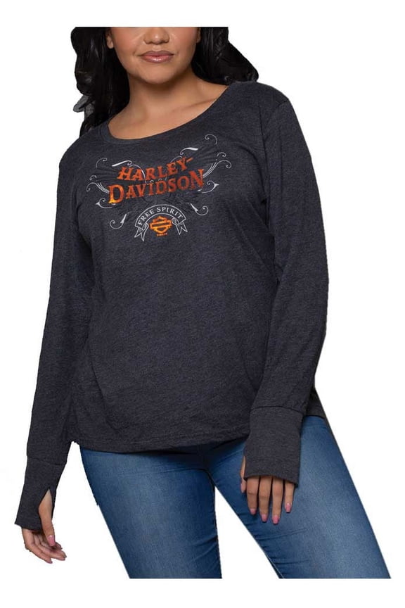 Women's Foil Soul Flight Scoop Neck Long Sleeve Shirt (XL), Harley Davidson