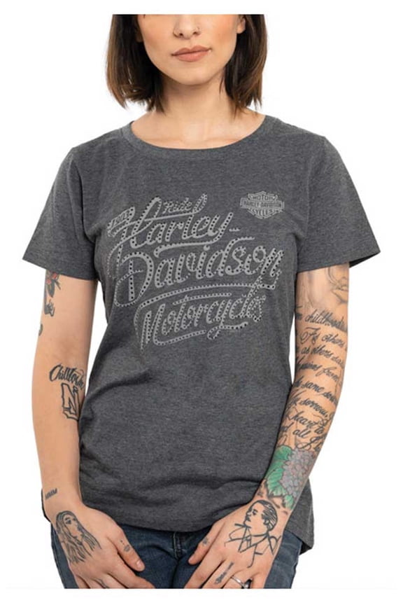 Women's Full Force Embellished Short Sleeve Tee - Black (XL), Harley Davidson