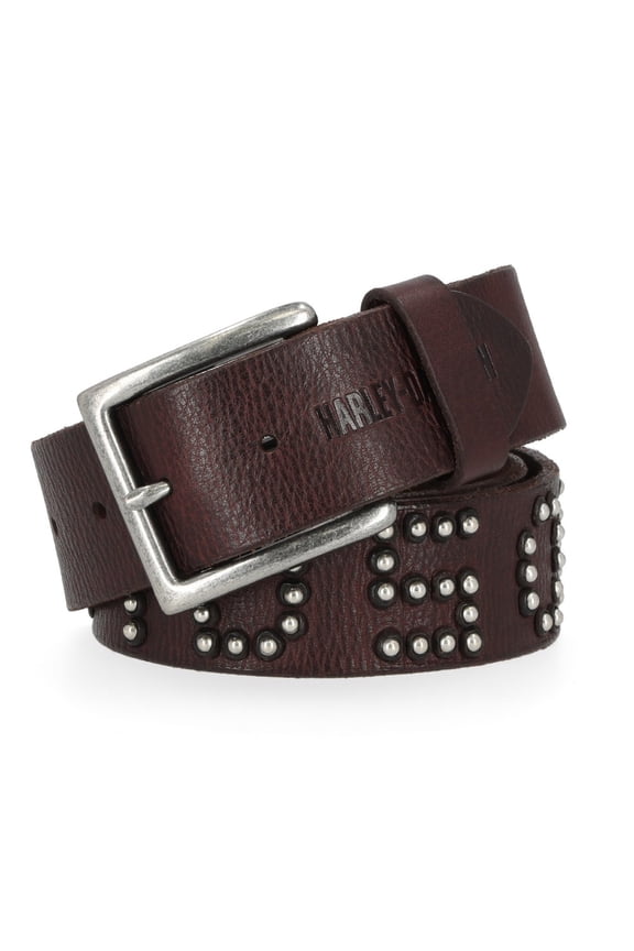 Women's Heat Embossed Logo Genuine Leather Belt - Brown (L), Harley Davidson