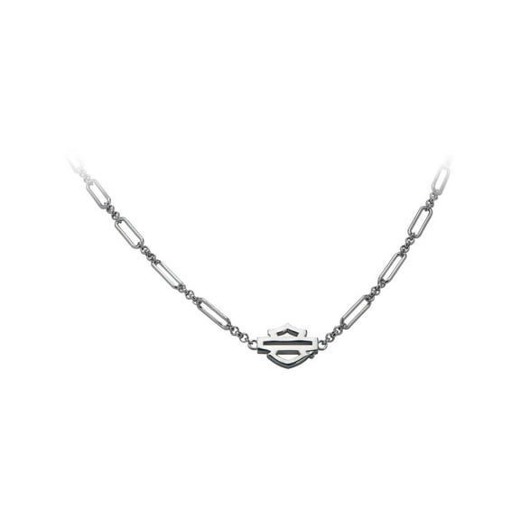 Harley-Davidson Women's Link & Length Bar & Shield Chain Necklace - Silver (16), Harley Davidson