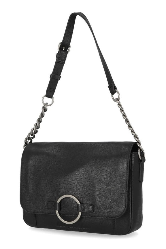 Women's Magnetic Flap Closure O Ring Chain Purse - Black, Harley Davidson