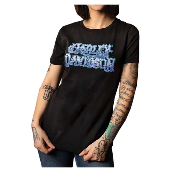Harley-Davidson Women's Old School Crew-Neck Short Sleeve Tee, Black Wash (3XL), Harley Davidson