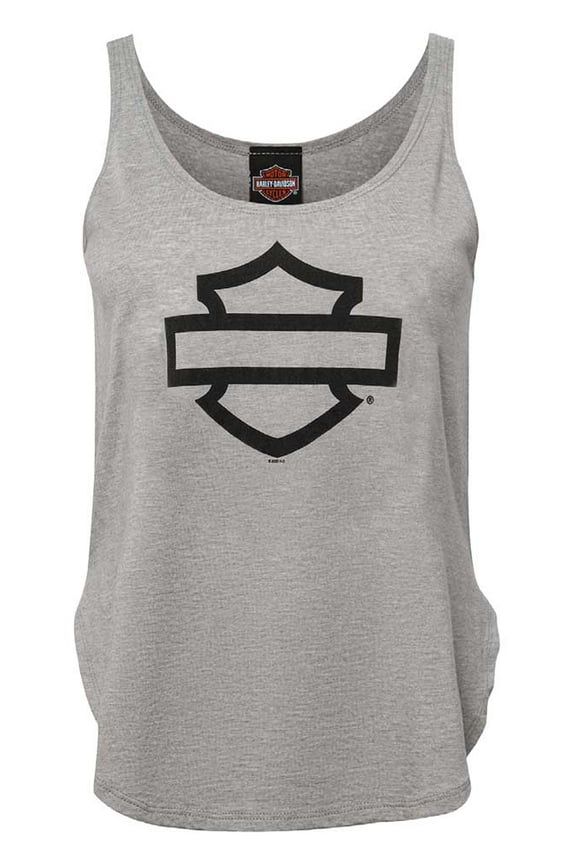 Women's Open Bar & Shield Curved Hem Sleeveless Tank Top (L), Harley Davidson