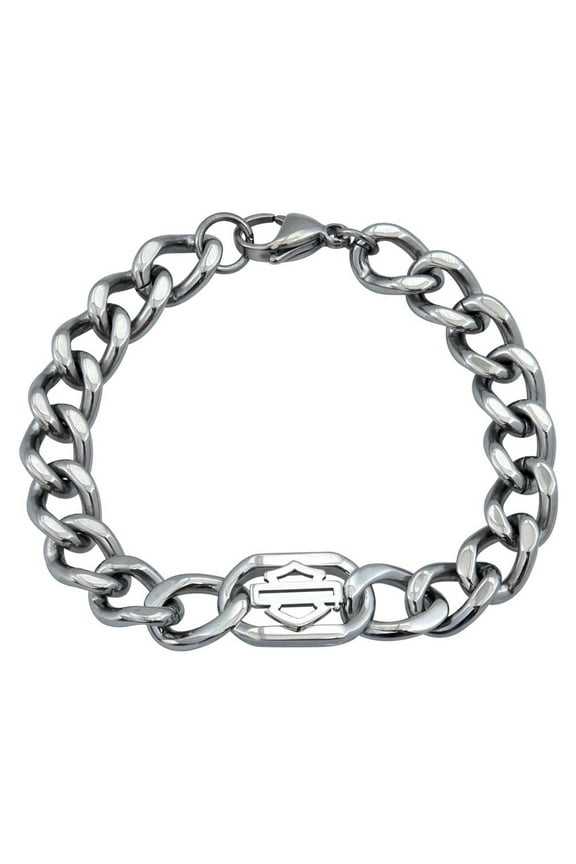 Women's Outline Bar & Shield Curblink Bracelet - Silver (7), Harley Davidson