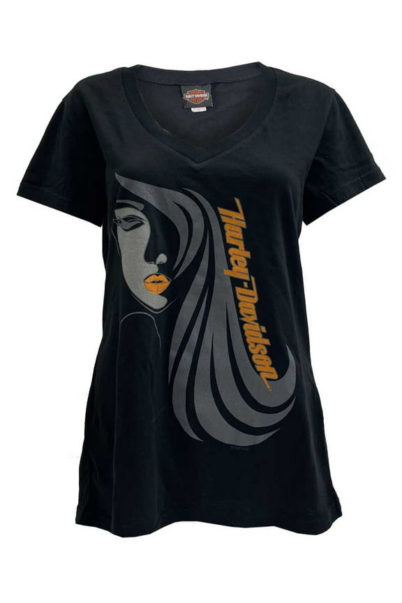 Women's Portrait V-Neck Short Sleeve Soft Fabric Tee (XL), Harley Davidson