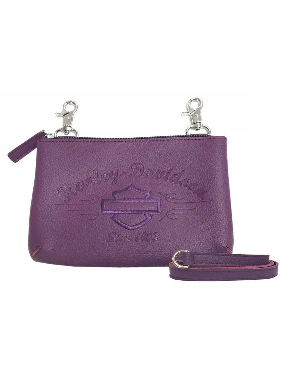 Harley-Davidson Women's Purple Script Embossed Hip Bag w/ Strap  LSE6178-PURPLE, Harley Davidson
