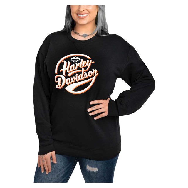 HarleyDavidson Women's Retro Circle Crew Neck Fleece Pullover