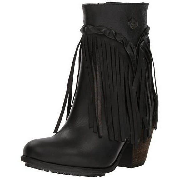 Harley-Davidson Women's Retta Black or Tan 6-Inch Stacked Heel Booties, D83985 BLACK