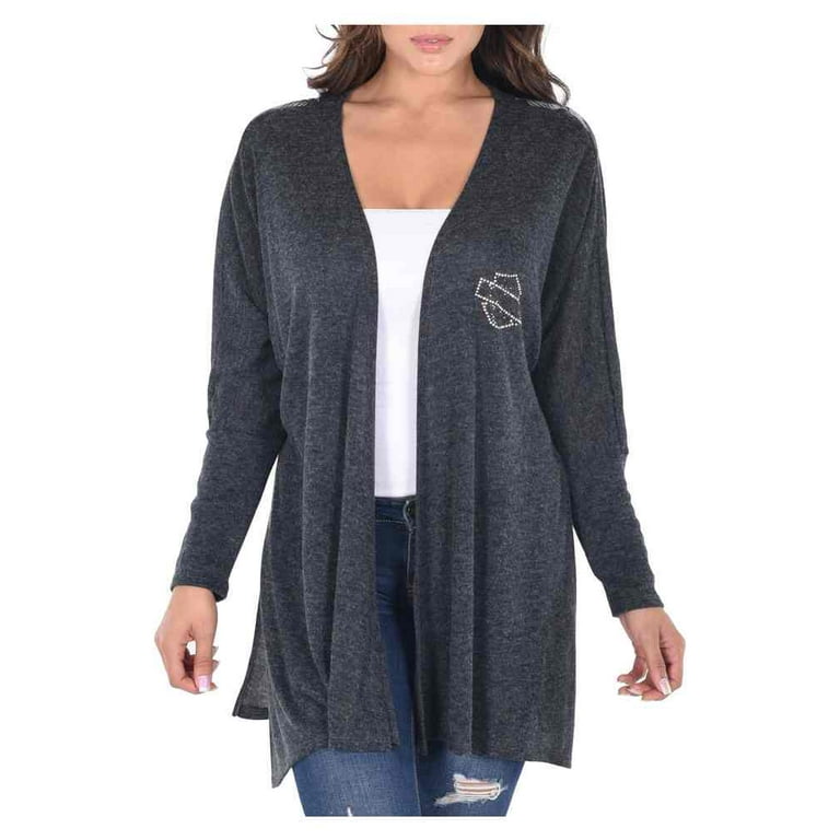 Harley Davidson Women s Road Clash Embellished Long Sleeve Cardigan Gray L XL Harley Davidson Walmart