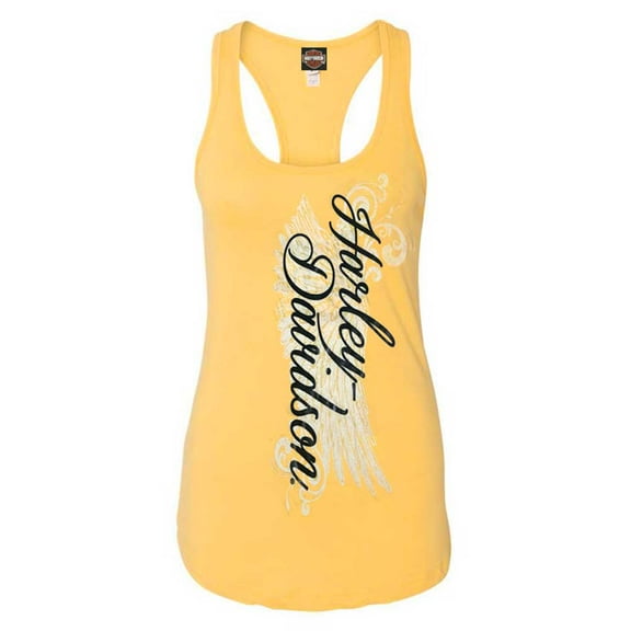 Harley-Davidson Women's Road Diva Sleeveless Racerback Tank Top, Yellow (L), Harley Davidson