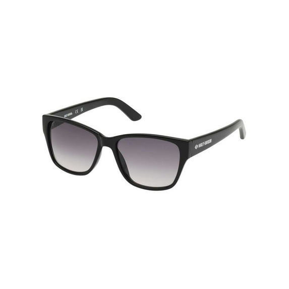 Harley-Davidson Women's Square Sunglasses, Shiny Black Frame Gradient Smoke Lens, Harley Davidson
