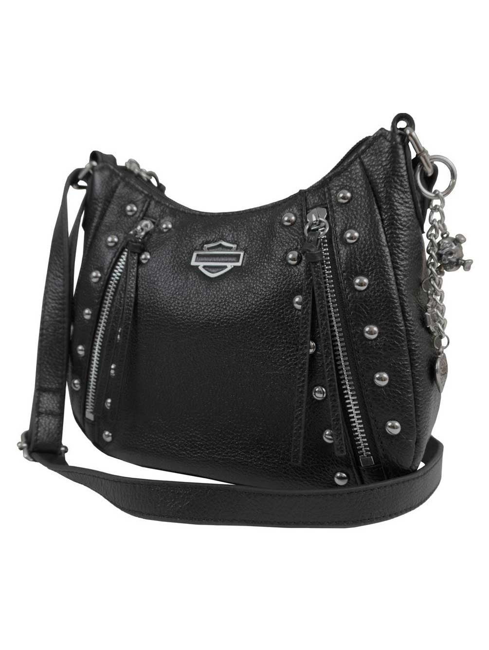 Leather Source Accessory Harley-Davidson® Ombre Effect Studded Leather HOBO  Purse - Gray & Black Handbags | Christmas Gifts | Superstition Harley- Davidson Sales