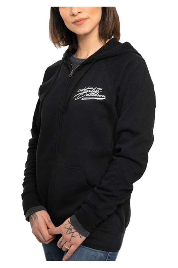 Women's Titanium Metallic Zip-Up Hooded Sweatshirt - Black (3XL), Harley Davidson