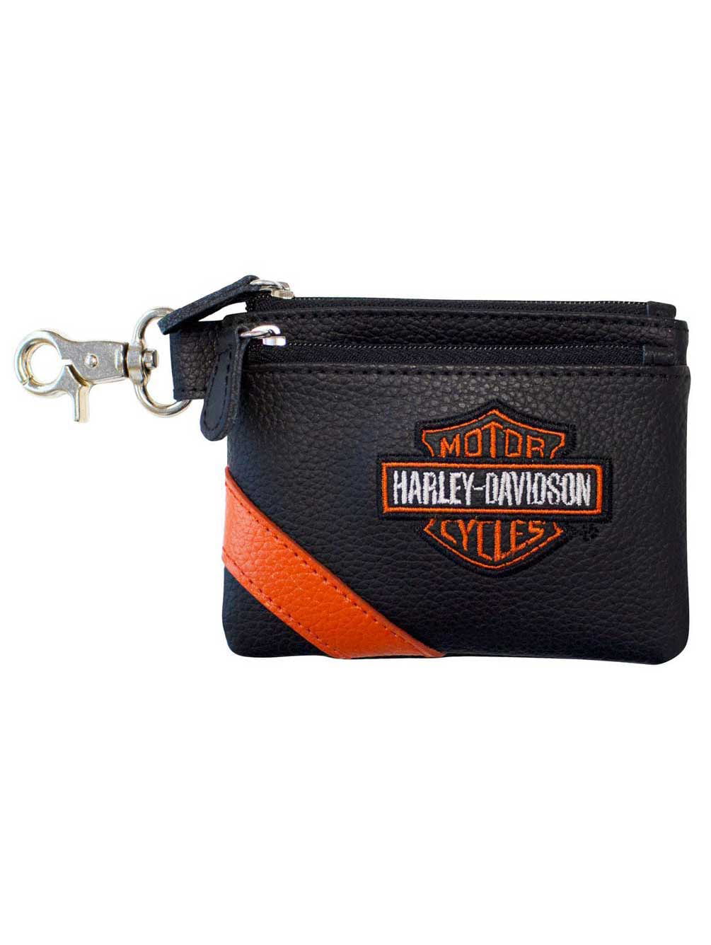Harley-Davidson Women's Vintage B&S Embroidery Leather Coin Pouch  VBS6281-ORGBLK, Harley Davidson 