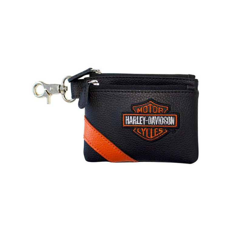 Harley-Davidson Women's Vintage B&S Embroidery Leather Coin Pouch